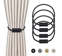 Dalababa Lot de 4 Magnétiques Embrasse pour Rideaux, Noir | Tressées Attache Rideau Aimantée, Accessoires pour Décoration Bureau Maison