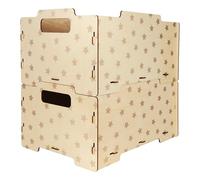 DALBER Lot de 2 Boîtes à Jouets en Bois, Coffres de Rangement Enfant avec Poignées, Empilables et Réversibles, pour Jouets, Livres et Peluches, Chambre d'Enfant, Star light Gris.