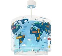 Dalber Lustre Chambre Lampe Suspension Enfand Kids World Carte Monde Planète, 40672, E27, Bleu