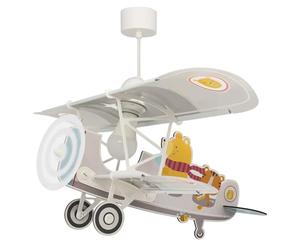 Dalber Lustre Chambre Lampe Suspension Enfant avion Little Teddy ours gris animaux, 54522, E27-15W, chambre d'enfants, brille dans le noir