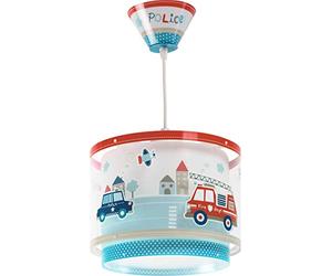 Dalber Lustre Chambre Lampe Suspension Enfant Police et Pompiers, Brille dans la Nuit, Blanc, 60612, E27