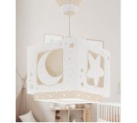 Dalber Moonlight - Lustre suspension enfant Lune et étoiles beige, brille dans le noir