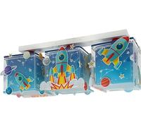Dalber Plafonnier enfant 3 Lumières Rocket Fusée spatiale système solaire, 63353, E27, Bleu