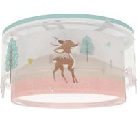 Dalber Plafonnier Enfant, Lampe de Plafond pour Chambre d’Enfant, Luminaire, Loving Deer Cerf les animaux Rose, 61276M E27-2 x 15W
