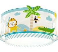 Dalber Plafonnier Enfant, Lampe de Plafond pour Chambre d’Enfant, Luminaire, My Little Jungle Animaux Jugle, 76116M, E27-2 x 15W