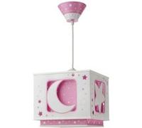 Dalber Lustre Chambre Enfant Moonlight lune et étoiles Rose, lampe suspension enfant, 63232S, E27