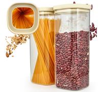 Dalena Home Bocaux 2x2000ml avec Couvercle en Verre, Empilable, Hermétique | Bocaux en Verre Hermétique | Borosilicaté | Boîte Hermétique Alimentaire | Lave-Vaisselle | Étiquettes Incluses | Sans BPA
