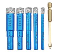 Dalephoric 6 Pièces Foret Diamant Carrelage, Meche Carrelage, 6, 8, 10, 12, 14 mm Trépan Diamant et 6mm Foret en Alliage, Perçage à Sec et Humide, Foret Céramique pour Céramique, Granit, Marbre
