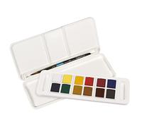 Daler Rowney Set de voyage peinture aquarelle Aquafine – 12 demi-godets et 1 pinceau