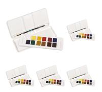 Daler Rowney Aquafine - Set de voyage peinture aquarelle - 12 demi-godets et 1 pinceau (Lot de 5)