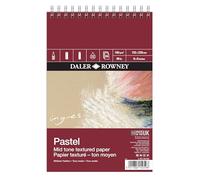 Daler-Rowney Ingres Bloc à spirales de papier pastel 160 g/m² 22,9 x 15,2 cm, texture vernie, 3 couleurs claires assorties, 24 feuilles, pour artistes professionnels et étudiants (ton moyen, 22,9 x