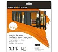 Daler Rowney Simply - Lot de pinceaux - 9-piece - rond, usé bombé, nuanceur plat, ombreur biseauté, rondelle plate, brosse, éventail - taille : 1, 6, 4, 12, 1/4, 3/4, 2/0