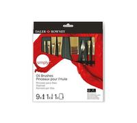 Daler Rowney Simply - Lot de pinceaux - 9-piece - rond, usé bombé, plat, brillant, brosse - taille : 0, 3, 2, 6, 8, 4, 1