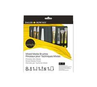 Daler Rowney Simply Mixed Media - Lot de pinceaux - 8 parties - rond, retouche, épée, rondelle plate, brillant, éventail, nuanceur plat, oval wash -