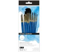 Daler Rowney - Lot de 10 pinceaux aquarelle Simply - ronds, script, plat - tailles variées