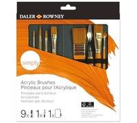 Daler Rowney Simply - Set pinceaux pour l'acrylique 10 pièces - Etui zippé, Marron