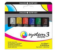 Daler Rowney System3 - Set peinture acrylique 6 tubes 22ml - Débutant