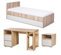 DALIA Chambre enfant adolescent avec lit, chevet, Bureau Hêtre