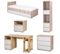 DALIA Chambre enfant adolescent avec lit, chevet, Commode, Etagère, Bureau Hêtre