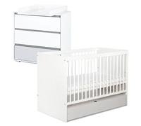 DALIA Ensemble commode à langer + lit bébé évolutif 120X60 + tiroir Blanc