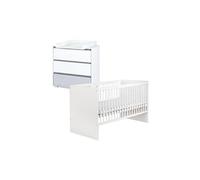 Dalia ensemble commode à langer + lit bébé évolutif blanc 120x60