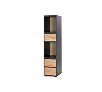 DALIA Meuble colonne avec 2 niches de rangement et 3 tiroirs style urbain Anthracite/Chêne