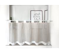 Daliena Rideau brise-bise avec passants - Aspect lin - Court - Semi-transparent - Pour cuisine, café - Pour petites fenêtres (l x H x H) 90 x 30 cm - Sable - 1 pièce