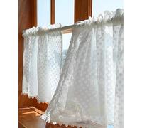 Daliena Rideau brise-bise en voile blanc uni court transparent 70 x 60 cm