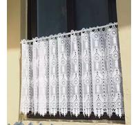 Daliena Rideau brise-bise style moderne magnifiquement décoré, rideau en dentelle brodée blanche avec motif floral store, transparent largeur 150 cm hauteur 35 cm