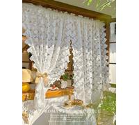 Daliena Rideau en dentelle - Court - Rideau brise-bise - Motif floral - Style vintage - Romantique - Pour cuisine, café, salon - Blanc - 120 x 150 cm - 1 pièce