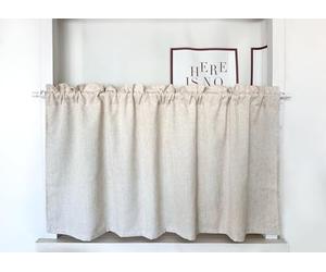 Daliena Rideaux de cuisine opaques à motifs courts pour fenêtres - Look moderne - Texture en imitation lin - Hauteur 60 cm (150x60 cm) - 1 pièce