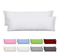 DALINA Textil Lot de 2 taies d'oreiller 45 x 105 cm Forme enveloppe longue, polyester respirant et doux, sans fermeture éclair Blanc