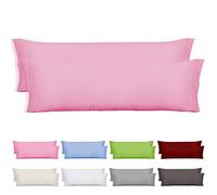 DALINA Textil Lot de 2 taies d'oreiller 45 x 90 cm Forme enveloppe longue, polyester respirant et doux, sans fermeture éclair Rose