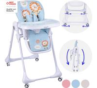 Daliya® SITONMI 3-en-1 : chaise haute et transat, chaise haute réglable en hauteur, chaise pour bébé et chaise d'alimentation avec fonction transat, coussin pour nouveau-né, bleu