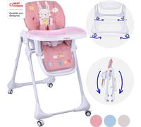 Daliya® SITONMI 3-en-1 : chaise haute et transat pour bébé, chaise haute réglable en hauteur, chaise pour bébé et chaise d'alimentation avec fonction transat, coussin pour nouveau-né, rose