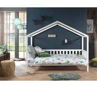 Dallas 1 Lit de maison avec rebord latéral 90 x 200 cm Couchage, Blanc