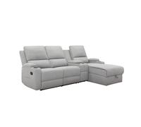Dallas-canapé D'angle 3 Places Avec Rangement droit En Tissu Gris Clair