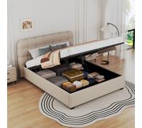 Dallas lit coffre style nuage 160x200cm en velours beige