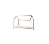 Vipack Lit cabane enfant Dallas 90x200 cm pin naturel + matelas Basic Cool 90x200 cm ép. 10 cm