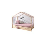 Dallas Lit ZH 90X200cm Naturel + Tente textile Papillon + lit gigogne