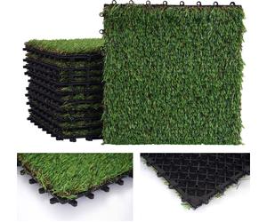 Dalle de gazon HWC-E13, Dalle de gazon Gazon synthétique, balcon/terrasse 11x 30x30cm = 1qm