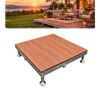 Dalle de Sol Extérieur en WPC 100x100 cm, Hauteur Ajustable 11-13 cm, Module de Terrasse et Jardin, Teck