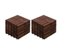 Dalle de Terrasse à Clipser Motif Damier Lot de 22 pour Extérieur - BEAUNIV - en Bois et Plastique Marron 30 × 30 cm