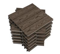 WOLTU Carrelage de sol Dalle WPC 30x30cm Revêtement pour jardin terrasse extèrieur en composite bois-plastique système plug-in, Brun 11 pièces / 1 m²