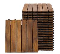 Dalle en bois acacia 30 x 30 cm dalles de terrasse système clic extérieur dalles clic balcon dalles de terrasse bois, résistant aux intempéries, H 2,5 cm, lot de 18