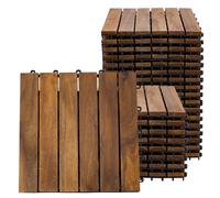 Dalle en bois d'acacia 30 x 30 cm carrelage de terrasse système de clic extérieur carrelage de balcon carrelage de terrasse bois, résistant aux intempéries, H 2,5 cm, lot de 27