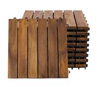 Dalle en bois d'acacia 30 x 30 cm carrelage de terrasse système de clic extérieur carrelage de balcon carrelage de terrasse bois, résistant aux intempéries, H 2,5 cm, lot de 9