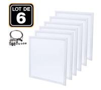 Dalle LED 600x600 40W lot de 6 pcs PMMA blanc neutre 4000k + 6 Kits Câbles de Suspension