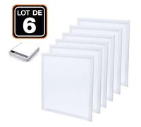 Dalle LED 600x600 40W lot de 6 pcs PMMA blanc neutre 4000k + 6 Kits de pose en saillie