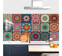 Dalle Pvc Adhesive Murale 15X15 Mandala Stickers Cuisine Stickers Muraux Cuisine Carrelage Adhesif Mural Stickers Salle de Bain Dalle Pvc Adhesive Murale （16 Pièces）